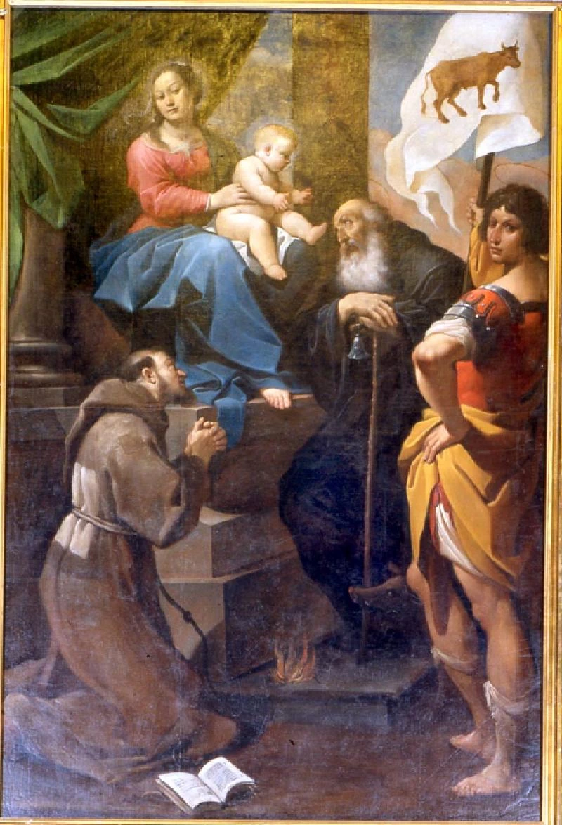 Barbieri G. F. detto Guercino (1616 - 1617), Madonna col Bambino e santi Francesco d'Assisi, Antonio abate e Bovo